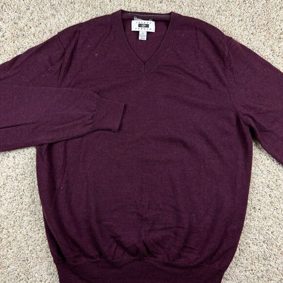 Joseph Abboud Men's V Neck Sweater XL Fine Merino Wool Red Burgundy Long Sleeve - Picture 1 of 6